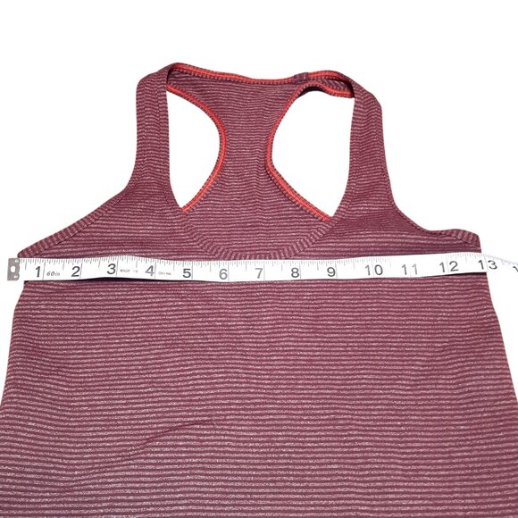 Lululemon Tank Top Mini Striped Burgundy Sleek Racerback Scoop Neck Athletic Fit - Picture 3 of 4